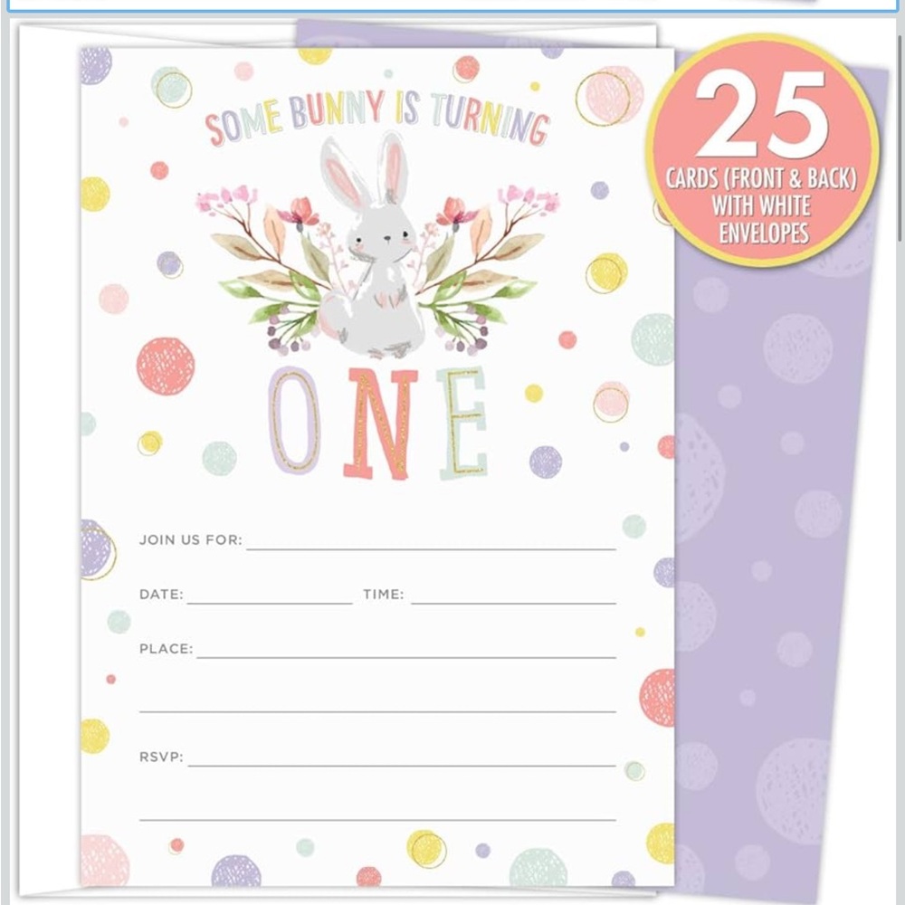 Some Bunny is Turning One First Birthday Party Invitations